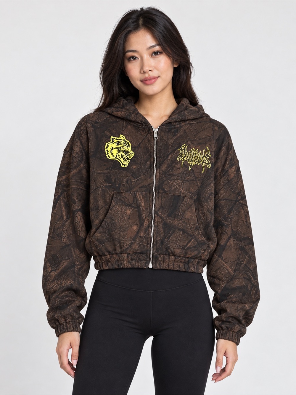 #1109 NWT Darc Sport SHE Origin Hesh Chambers Cropped Zip Hoodie Camo Small - Picture 1 of 9